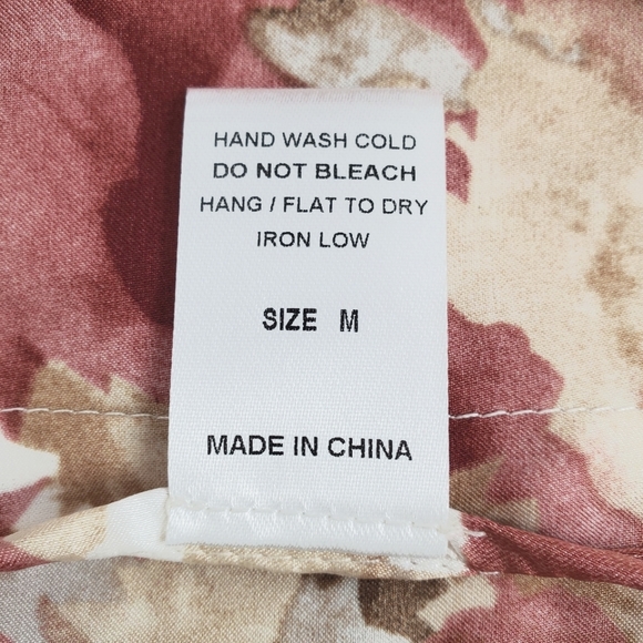 New W/O Tags | ACOA | Satin Button Down Rose Pink Tan & Cream Floral | VICI - Picture 7 of 7
